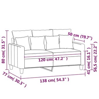 Tweezitsbank 120 cm stof cr&egrave;mekleurig 9