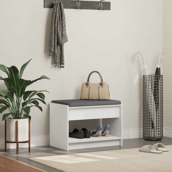Halbank Wit 63 x 38 x 45 cm Ge&iuml;ndustrialiseerd hout en stof 1