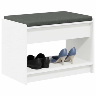Halbank Wit 63 x 38 x 45 cm Ge&iuml;ndustrialiseerd hout en stof 3