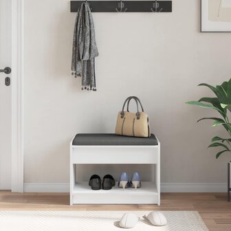 Halbank Wit 63 x 38 x 45 cm Ge&iuml;ndustrialiseerd hout en stof 4