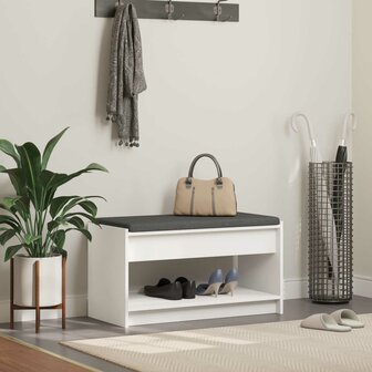 Halbank Wit 83 x 38 x 45 cm Ge&iuml;ndustrialiseerd hout en stof 1