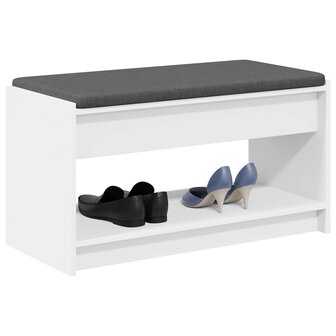 Halbank Wit 83 x 38 x 45 cm Ge&iuml;ndustrialiseerd hout en stof 3