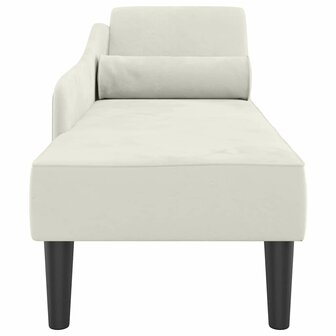 Chaise longue met kussens fluweel cr&egrave;mekleurig 4