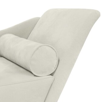 Chaise longue met kussens fluweel cr&egrave;mekleurig 6