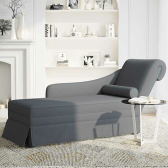 Chaise longue met bolster&amp;rechterarmleuning fluweel donkergrijs 3