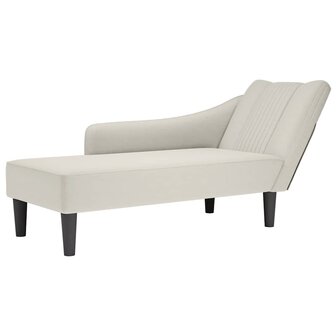 Chaise longue met rechterarmleuning fluweel cr&egrave;mekleurig 1