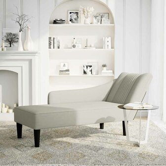 Chaise longue met rechterarmleuning fluweel cr&egrave;mekleurig 2