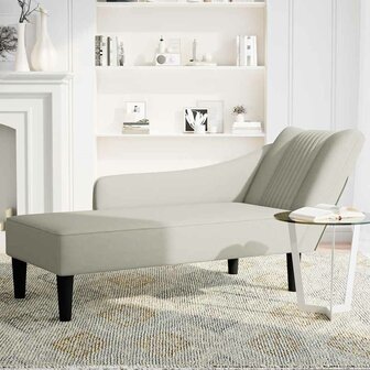 Chaise longue met rechterarmleuning fluweel cr&egrave;mekleurig 3