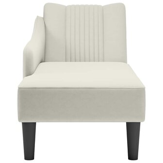 Chaise longue met rechterarmleuning fluweel cr&egrave;mekleurig 4