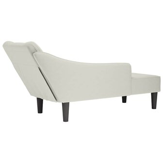 Chaise longue met rechterarmleuning fluweel cr&egrave;mekleurig 6