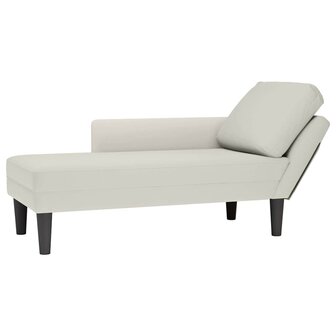 Chaise longue met kussen&amp;rechterarmleuning fluweel cr&egrave;mekleurig 1