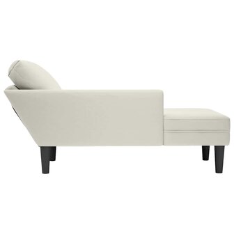 Chaise longue met kussen&amp;rechterarmleuning fluweel cr&egrave;mekleurig 5