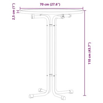 Bartafel &Oslash; 70x110 cm bewerkt hout en staal wit 9
