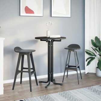 Bartafel &Oslash; 70x110 cm bewerkt hout en staal zwart 3