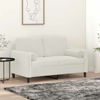 Sierkussens 2 st 15x50 cm fluweel cr&egrave;mekleurig 1