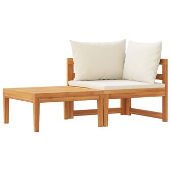 2-delige Loungeset met cr&egrave;mewitte kussens acaciahout 2