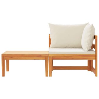 2-delige Loungeset met cr&egrave;mewitte kussens acaciahout 5