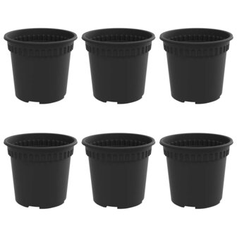 Ronde Bloempot 6 pcs Zwart &Oslash; 15 x 12 cm Kunststof 2