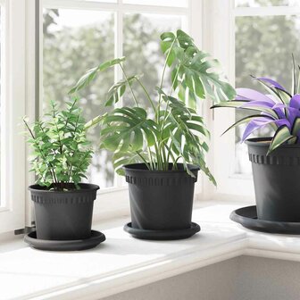 Ronde Bloempot 6 pcs Zwart &Oslash; 15 x 12 cm Kunststof 4