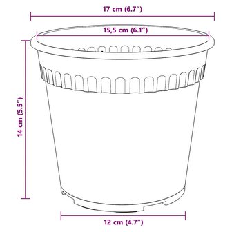 Ronde Bloempot 6 pcs Zwart &Oslash; 17 x 14 cm Kunststof 9