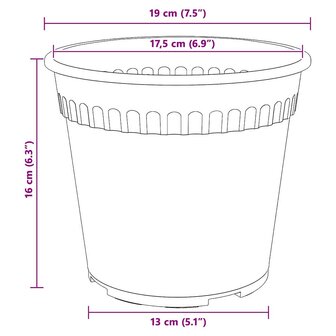 Ronde Bloempot 6 pcs Zwart &Oslash; 19 x 16 cm Kunststof 9