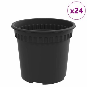 Ronde Bloempot 24 pcs Zwart &Oslash; 15 x 12 cm Kunststof 2