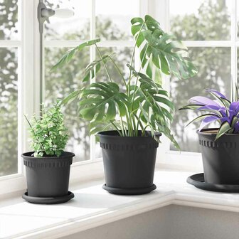 Ronde Bloempot 24 pcs Zwart &Oslash; 19 x 16 cm Kunststof 4