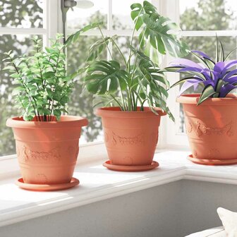Ronde Bloempot 6 pcs Baksteenrood &Oslash; 26 x 21.5 cm Kunststof 4