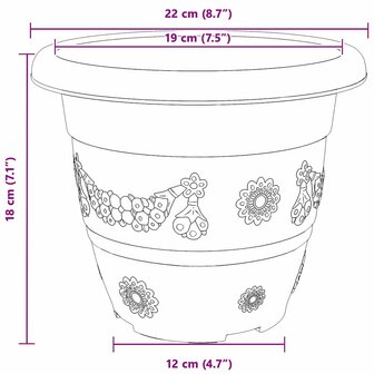 Ronde Bloempot 6 pcs Baksteenrood &Oslash; 26 x 21.5 cm Kunststof 9