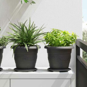 Ronde Bloempot 6 pcs Zwart &Oslash; 26 x 21.5 cm Kunststof 1