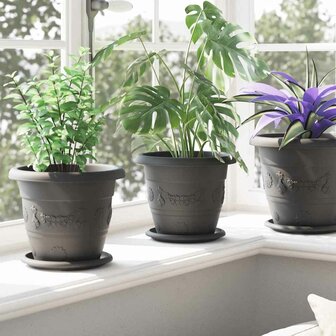 Ronde Bloempot 24 pcs Zwart &Oslash; 26 x 21.5 cm Kunststof 4