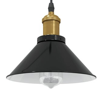 Hanglamp in hoogte verstelbaar E27 &Oslash;22 cm metaal glanzend zwart 1