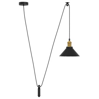 Hanglamp in hoogte verstelbaar E27 &Oslash;22 cm metaal glanzend zwart 2