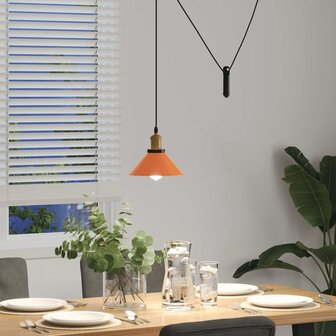 Hanglamp in hoogte verstelbaar E27 &Oslash;22cm metaal glanzend oranje 4