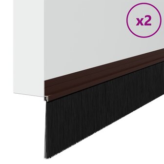 Zelfklevende Deurborstels 2 pcs Bruin 100 cm Aluminium Legering 3