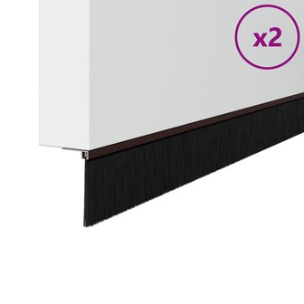 Zelfklevende Deurborstels 2 pcs Bruin 100 cm Aluminium Legering 3