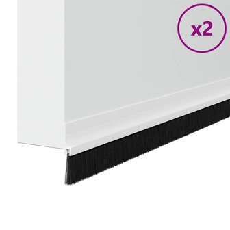 Zelfklevende Deurborstels 2 pcs Wit 100 cm Aluminium Legering 3