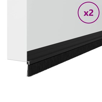 Zelfklevende Deurborstels 2 pcs Zwart 100 cm Aluminium Legering 3
