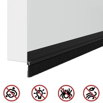 Zelfklevende Deurborstels 2 pcs Zwart 100 cm Aluminium Legering 8