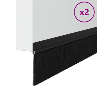 Zelfklevende Deurborstels 2 pcs Zwart 100 cm Aluminium Legering 3