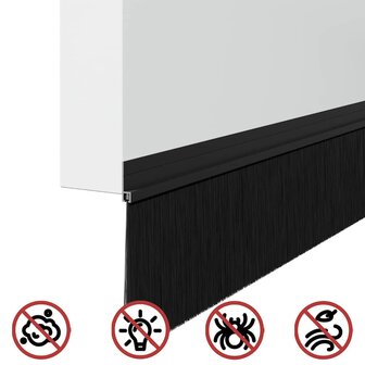 Zelfklevende Deurborstels 2 pcs Zwart 100 cm Aluminium Legering 8