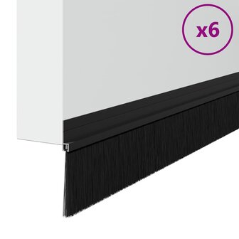 Zelfklevende Deurborstels 6 pcs Zwart 100 cm Aluminium Legering 3