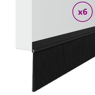 Zelfklevende Deurborstels 6 pcs Zwart 100 cm Aluminium Legering 3