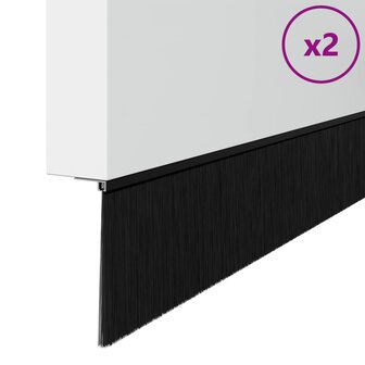Zelfklevende Deurborstels 2 pcs Zwart 100 cm Aluminium Legering 3