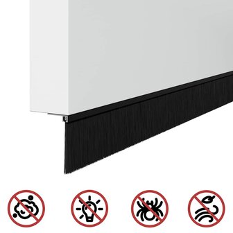 Zelfklevende Deurborstels 6 pcs Zwart 100 cm Aluminium Legering 9