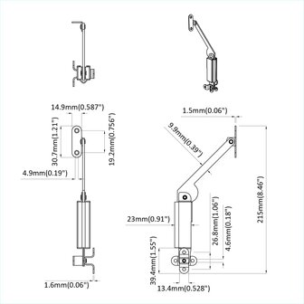 Deksel ondersteunend scharnier 12 pcs Zwart 192 x 32 x 50 mm 8