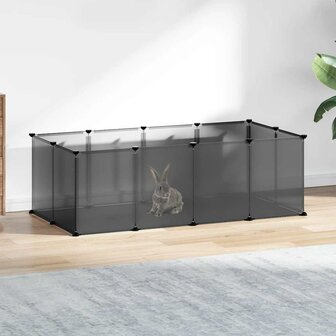 Dierenhok klein 144x74x46,5 cm polypropeen en staal zwart 1