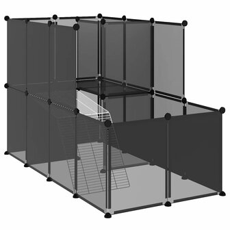 Dierenhok klein 142x74x93 cm polypropeen en staal zwart 2