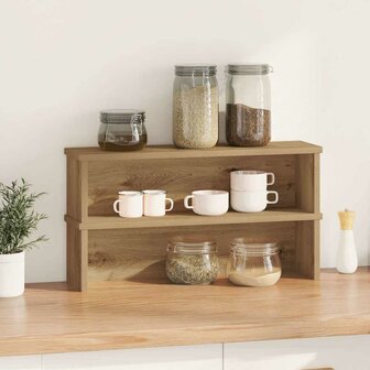 Keukenrekken stapelbaar 2 st 60x15x16 cm artisanaal eikenkleur 2