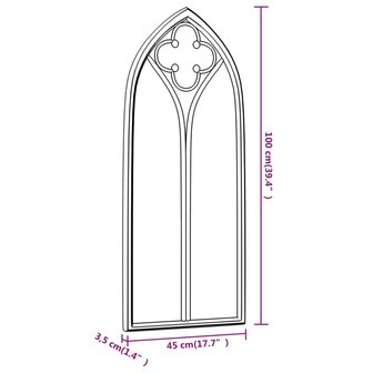 Spiegel 100x45 cm ijzer zandkleurig 6